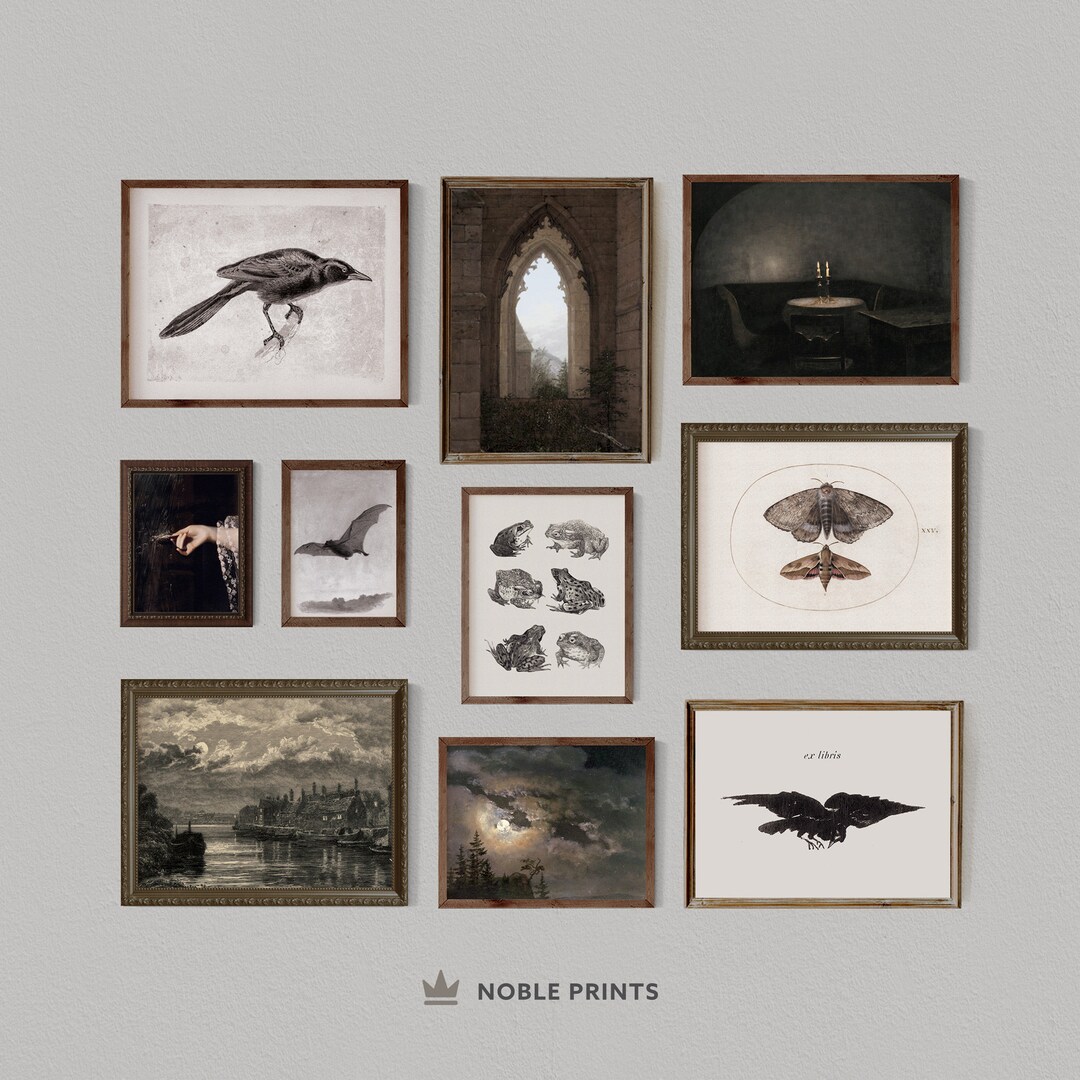 Vintage Dark Academia Gallery Wall, Digital Prints, Dark Moody Wall Art ...
