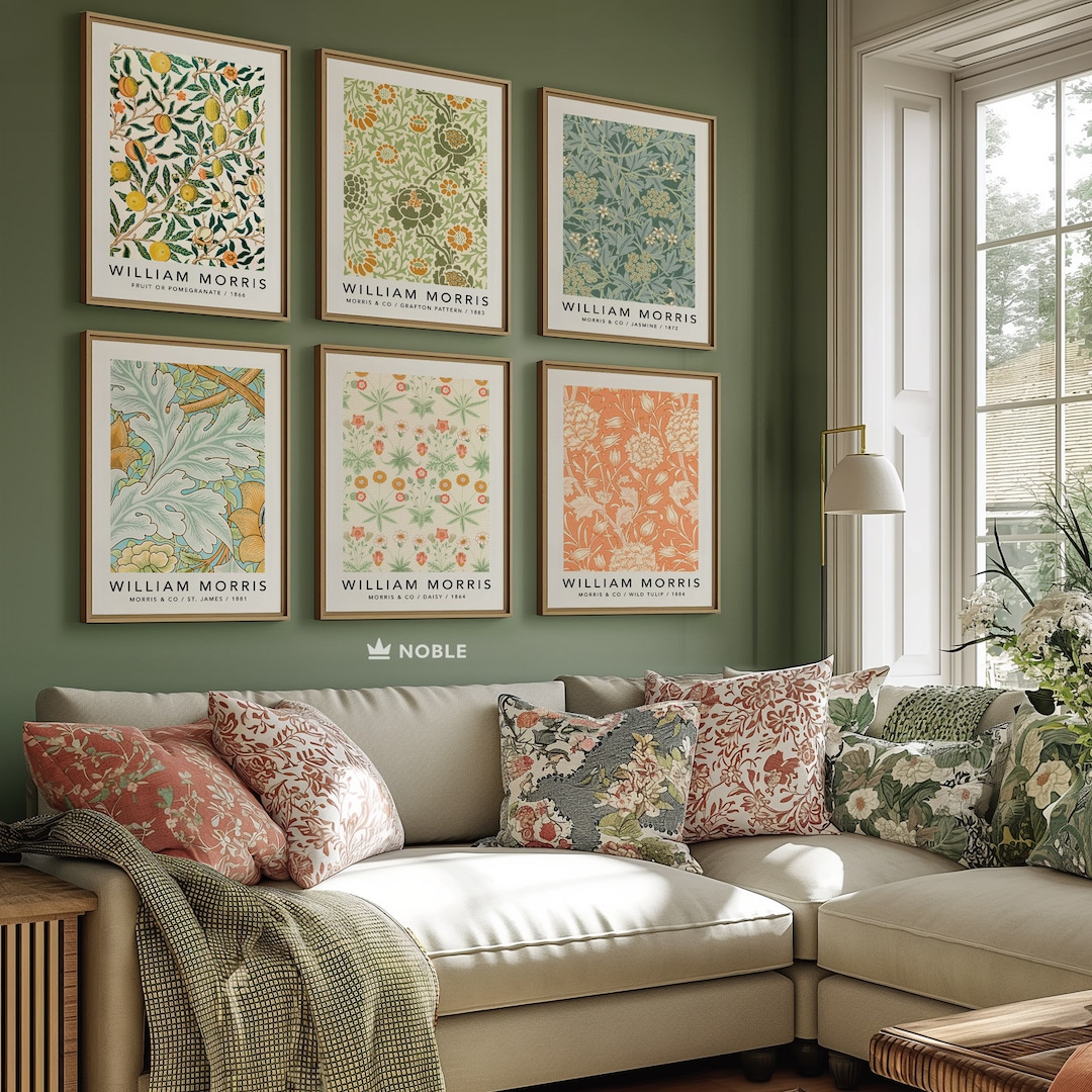 Set of 6 William Morris Art Prints, Gallery Wall Set, Textile Prints ...