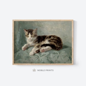 Vintage Cat Print, Printable, Animal Antique Wall Art, Antique Animal Painting, Downloadable Art, Printable Wall Art