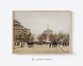 Vintage Paris Print | Printable Art | Paris France Wall Art | Cityscape Painting | Digital Download