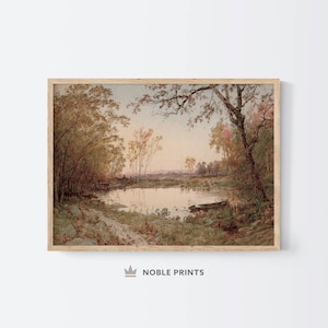 Herfst landschap schilderen, afdrukbaar, vintage rustiek herfst decor, herfst platteland kunst, digitale download