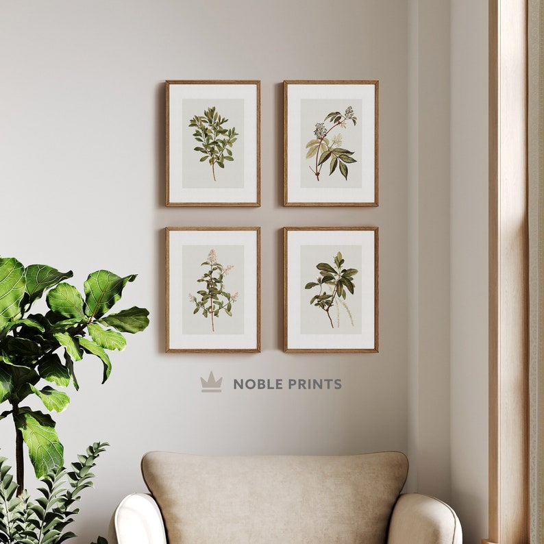 Vintage Botanical Gallery Wall Print, Set of 6, Antique Art, Printable ...