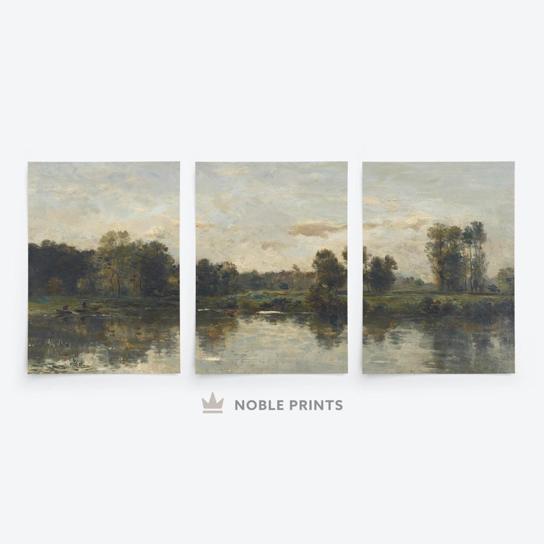 Vintage Meadow Print Set of 3 Prints, Printable, Vintage Landscape Prints, Summer Wall Art, Digital Download image 8