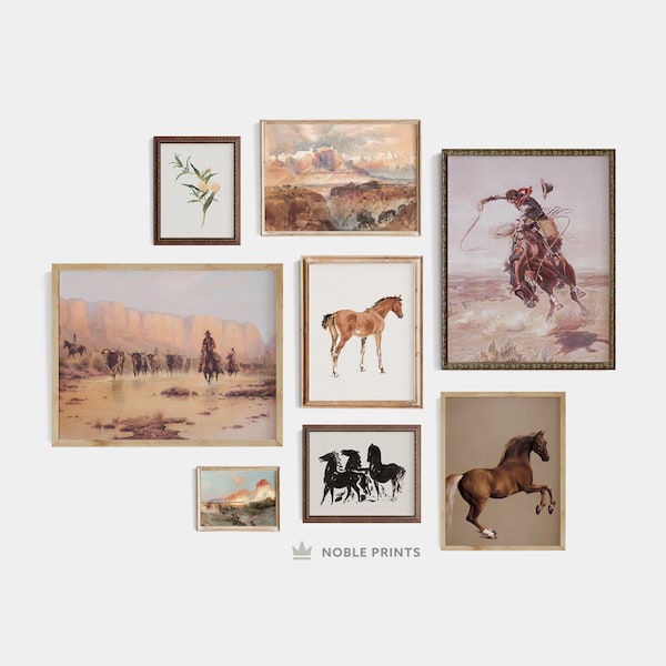 Vintage Southwestern Gallery Wall, Digital Prints, Set of 8 prints, American Country Decor, Rustic Ranch Wall Art, Digital Download, SW2