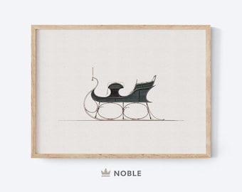 Vintage Sled Print, Printable, Vintage Winter Art, Neutral Christmas, Holiday Print, Sleigh Decor, Christmas Wall Art, Instant Download