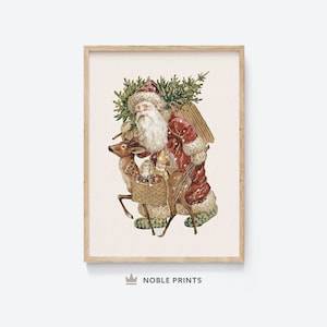Santa Clause Wall Art, Printable, Vintage Christmas Decor, Vintage Christmas Prints, Holiday Print, Christmas Wall Art, Instant Download