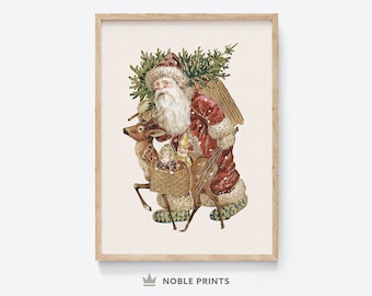 Santa Clause Wall Art, Printable, Vintage Christmas Decor, Vintage Christmas Prints, Holiday Print, Christmas Wall Art, Instant Download