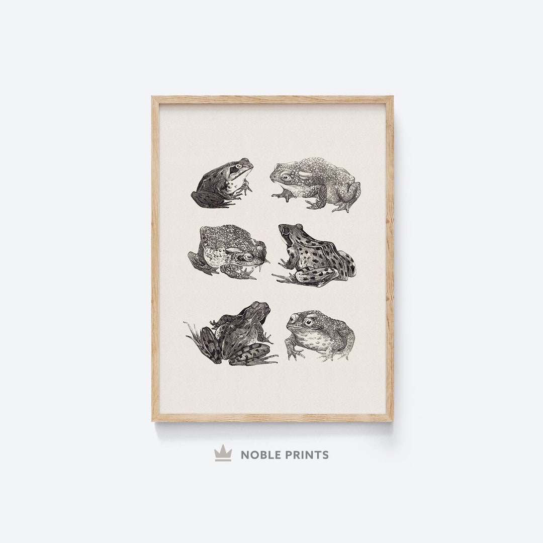 Vintage Frogs and Toads Print, Printable, Moody Gothic Print, Dark ...