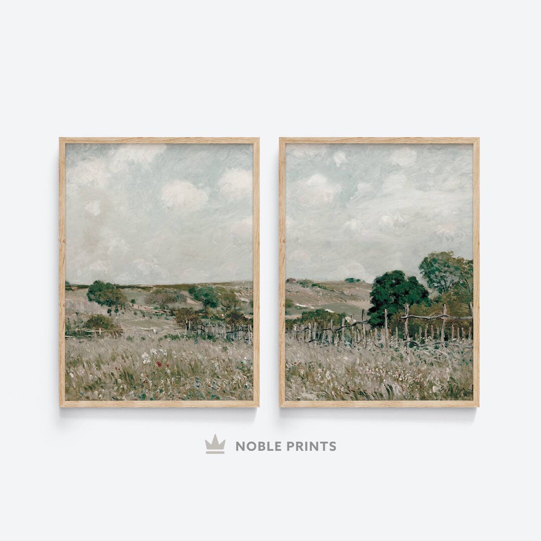 Spring Meadow Landscape Painting, Set of 2, Printable, Summer Decor ...