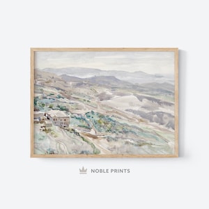 Vintage Sicily Painting, Printable Art, Pastel Wall Art, Italy Wall Art, Wall Art Download