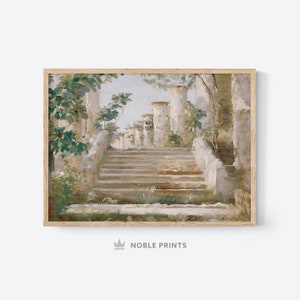 vintage Grèce Architecture Art Print, Art mural européen, Grèce Art, Art grec, Cadeaux grecs, Téléchargement d&#39;art mural numérique, Imprimable