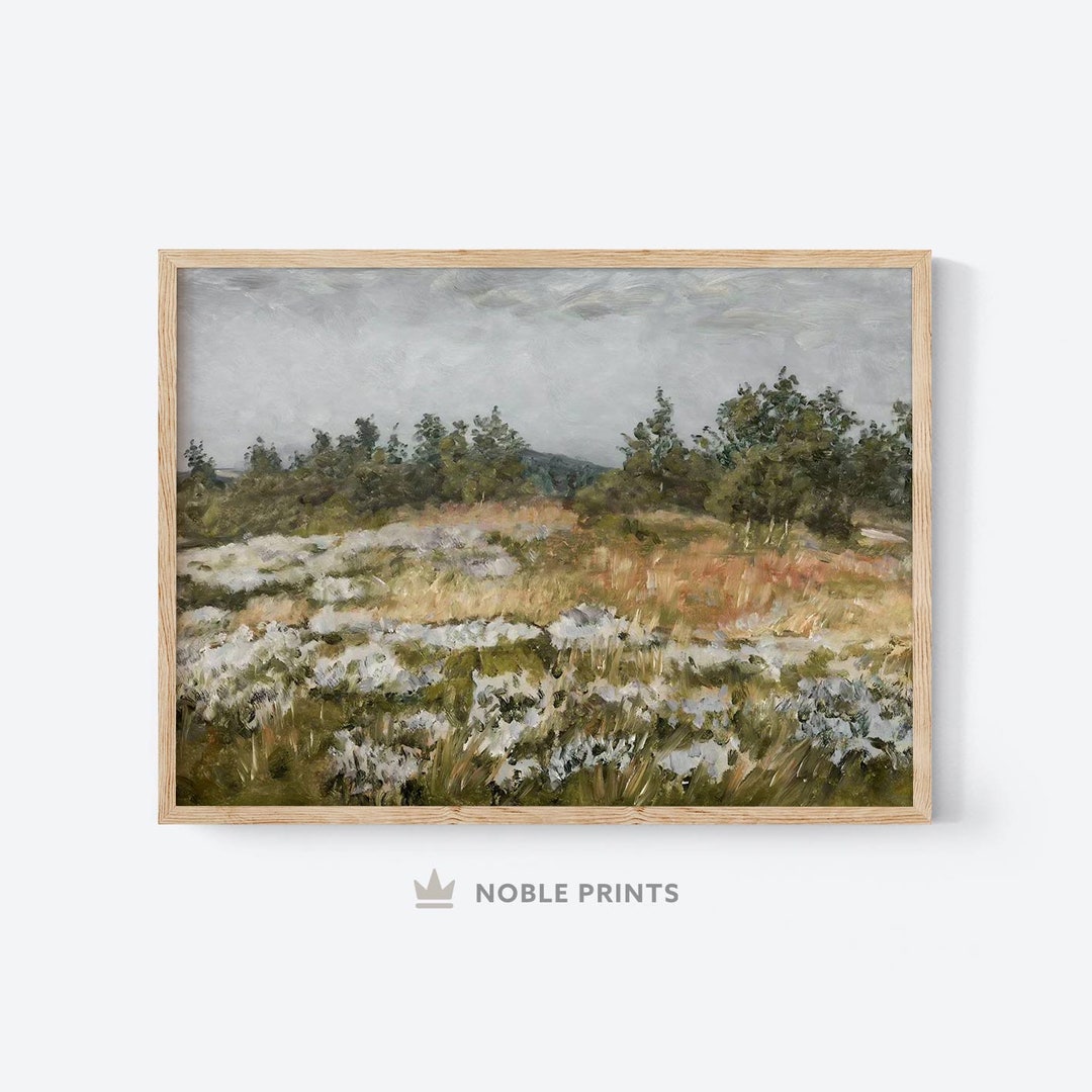 Vintage summer landscape painting printable french country art