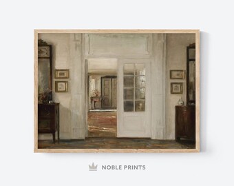 Pintura de casa antigua victoriana, impresión de arquitectura vintage, decoración del dormitorio, descarga imprimible digital