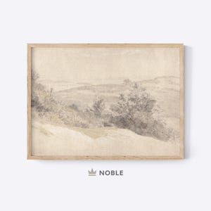 Neutral Landscape Painting, Muted Beige Art, Printable, Neutral Tones Nature, Digital Download, Farmhouse, Vintage Countryside Print, LS190