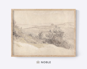 Neutral Landscape Painting, Muted Beige Art, Printable, Neutral Tones Nature, Digital Download, Farmhouse, Vintage Countryside Print, LS190