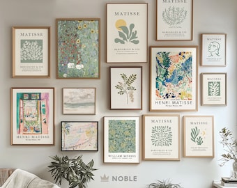 Conjunto de 18 piezas de galería vintage, galería verde, conjunto de galería ecléctica, decoración moderna, megapaquete de impresiones neutras y de moda, descarga digital