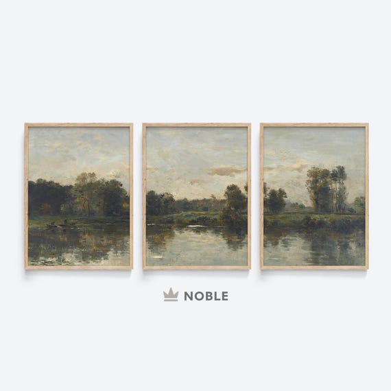 Vintage Meadow Print Set of 3 Prints, Printable, Vintage Landscape Prints, Summer Wall Art, Digital Download