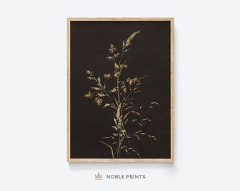 Dark Botanical Wall Art, Printable Wall Art, Dark Academia Decor, Moody Floral Print, Digital Download 04