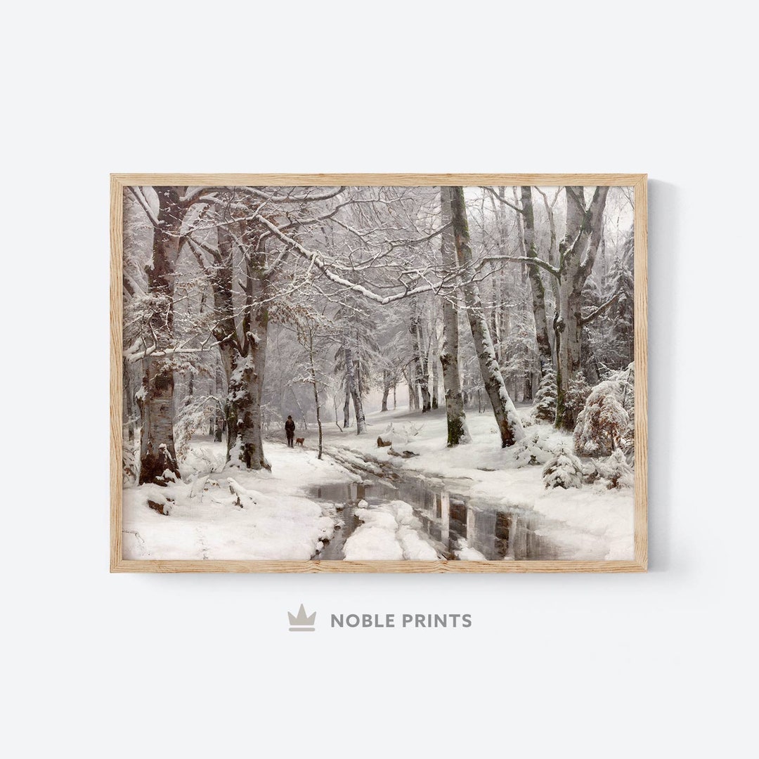 Vintage Winter Landscape Print, Printable, Vintage Christmas Decor ...