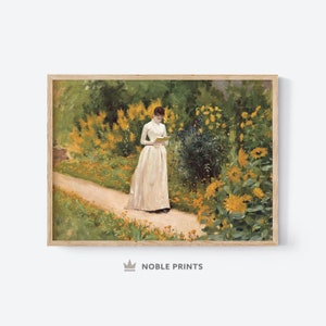 Woman Portrait, Printable, Woman Reading Print, Vintage Art, French Print, Reading Lover Gift, Antique Woman Painting, Digital Download