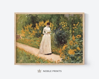 Portrait de femme, imprimable, impression de lecture de femme, art vintage, impression française, cadeau d'amant de lecture, peinture de femme antique, téléchargement numérique