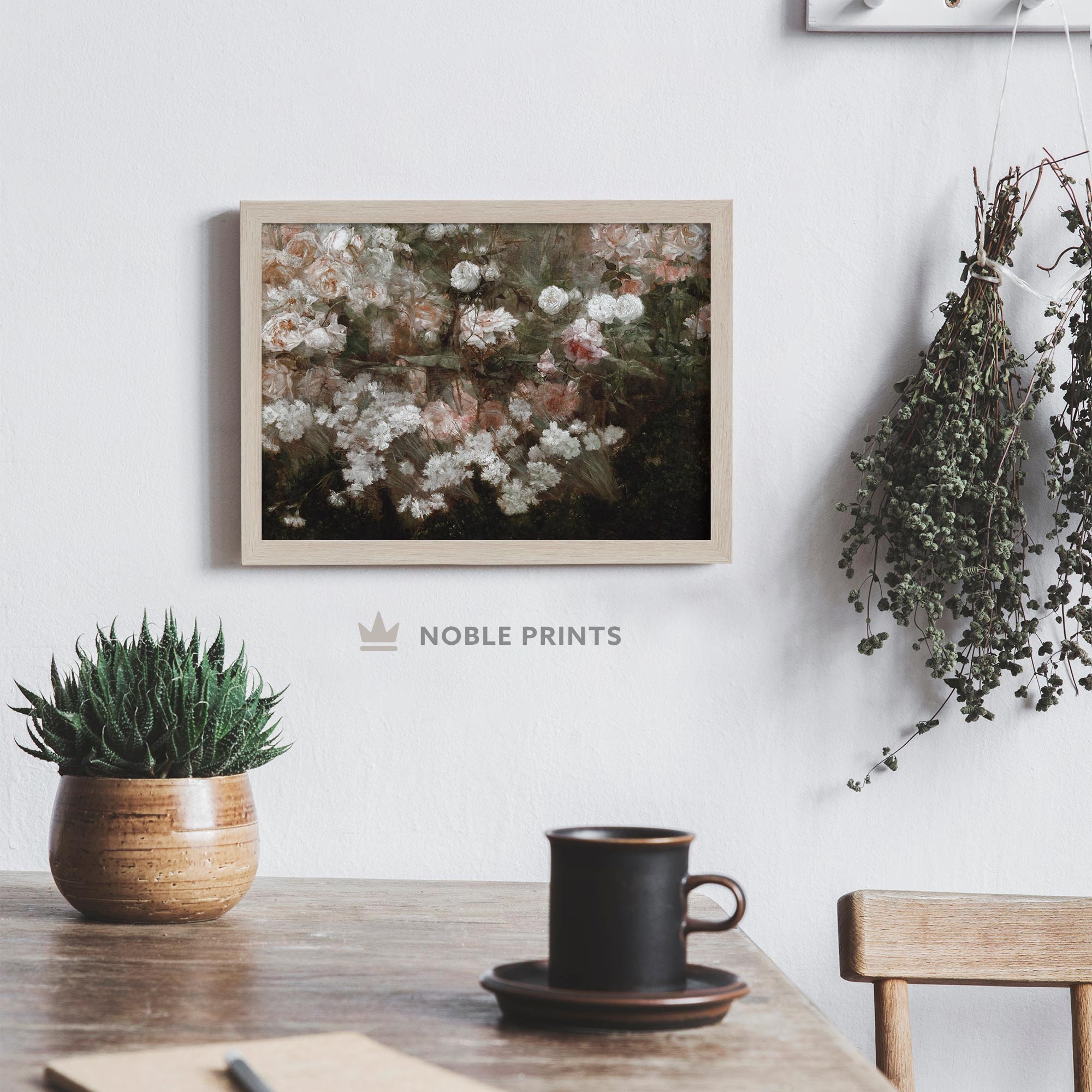 Vintage Rose Garden Painting, Printable Digital, Vintage Moody Floral ...