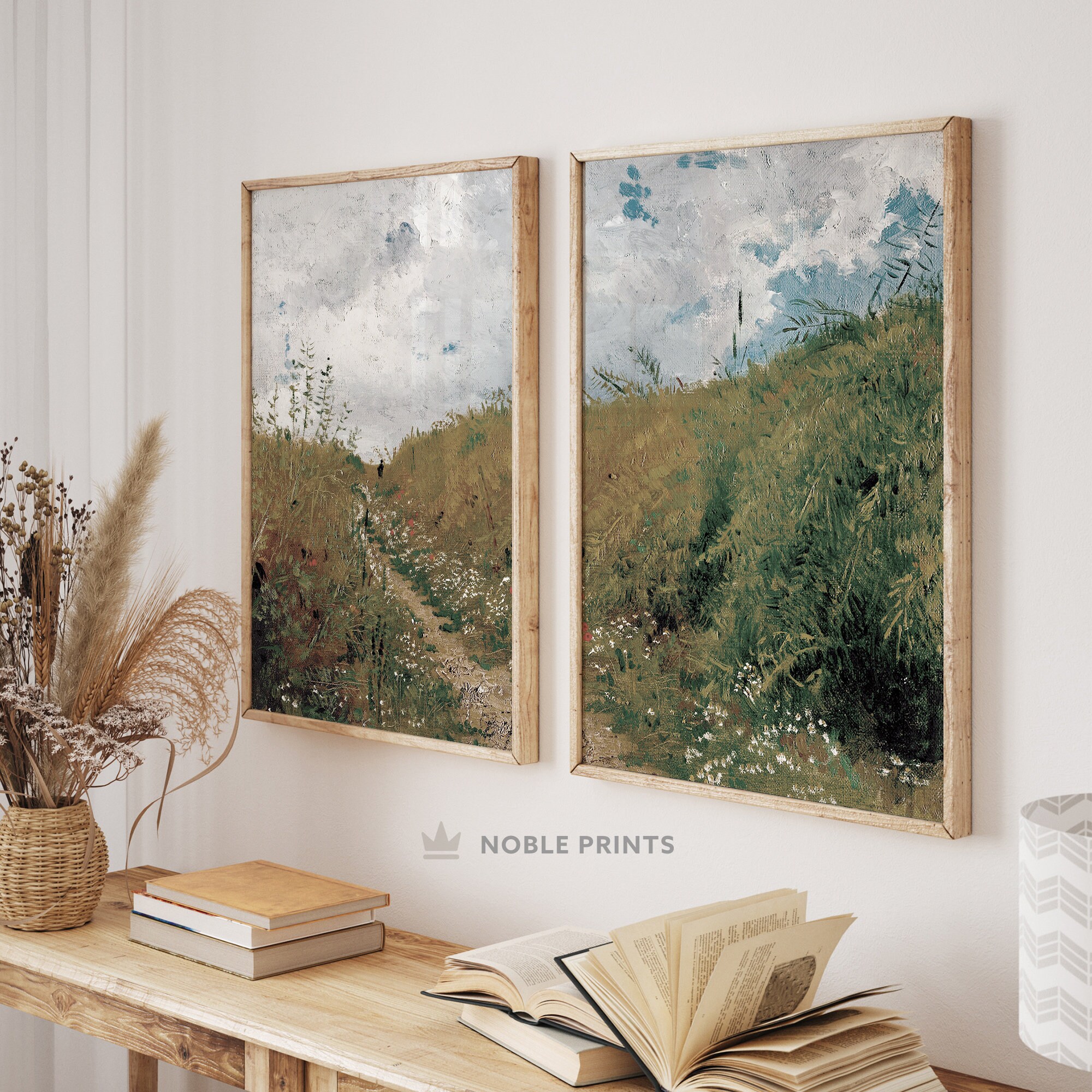 Vintage Meadow Paintings, Printable, Set of 2 Prints, Countryside ...