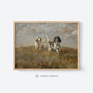 Vintage Dog Painting, Printable Wall Art, Dog Wall Decor, Antique Landscape, Gift for Dog Lover, Digital Download