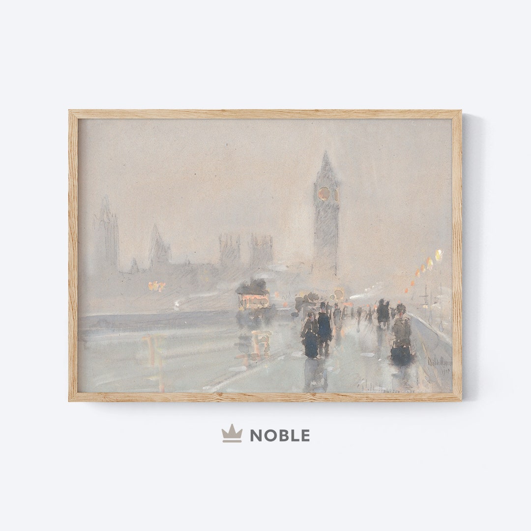 Impression ancienne de Big Ben, affiche de Londres, paysage urbain de