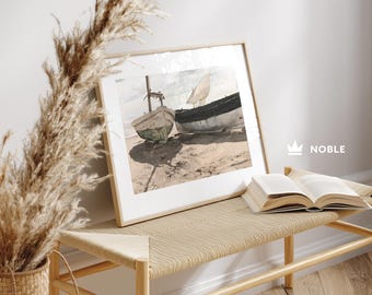 Vintage Fishing Boats Painting, Printable, Vintage Nautical Art, Beach Painting, Antique Sailboats Painting, Coastal Decor, Digital Download