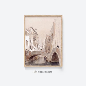 Vintage Venice Watercolor, Printable, Italian Landscape Painting, Italy Wall Art, Italian Art, Digital Download