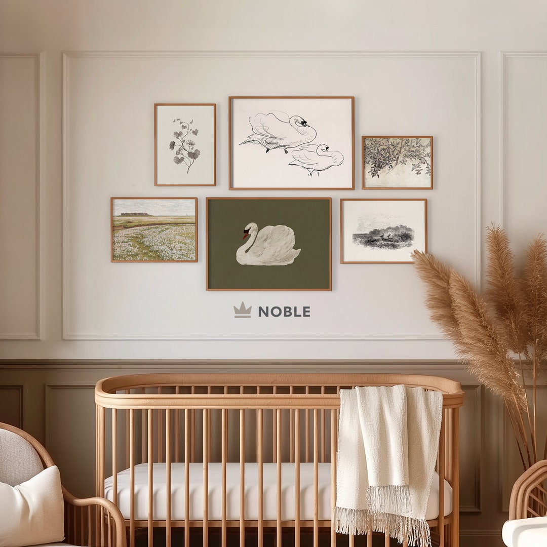 Vintage Nursery Gallery Wall Set, Gallery Art Print Set of 6, Neutral ...