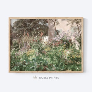 Vintage Flower Garden Painting, Printable, Garden Art, Cottage Core Prints, Digital Download