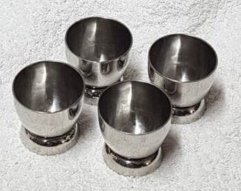 Four Vintage Olde Hall Stainless Steel Egg Cups
