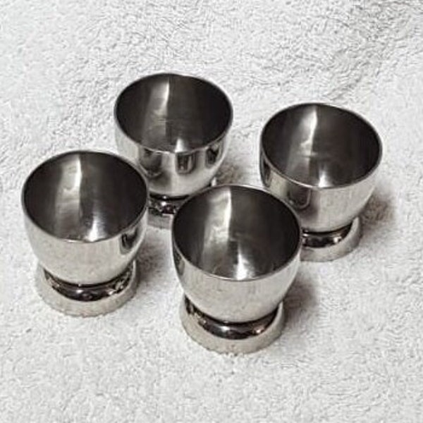 Four Vintage Olde Hall Stainless Steel Egg Cups