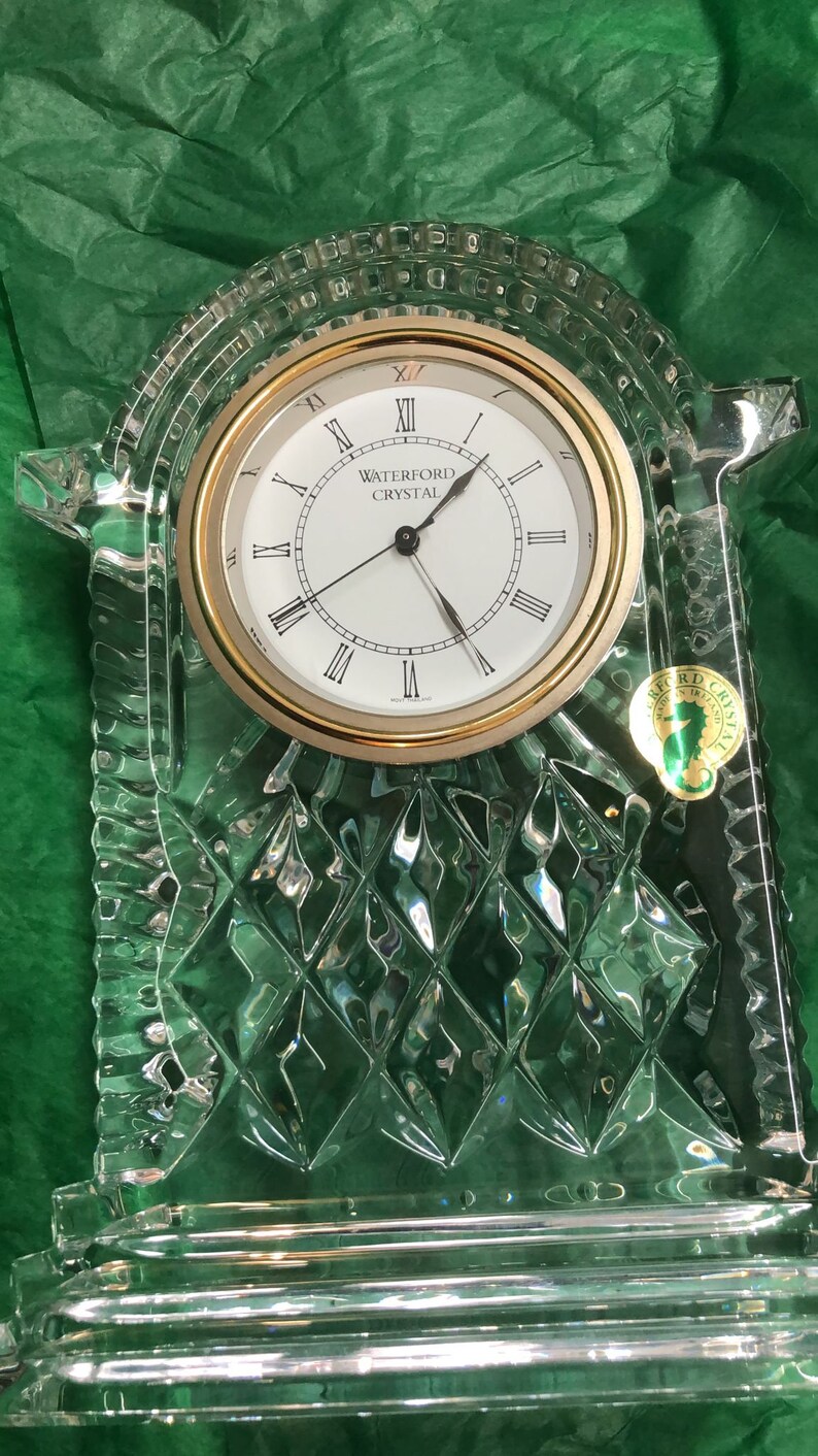 Large Vintage Waterford Crystal Mantle Clock Lismore Cut Etsy