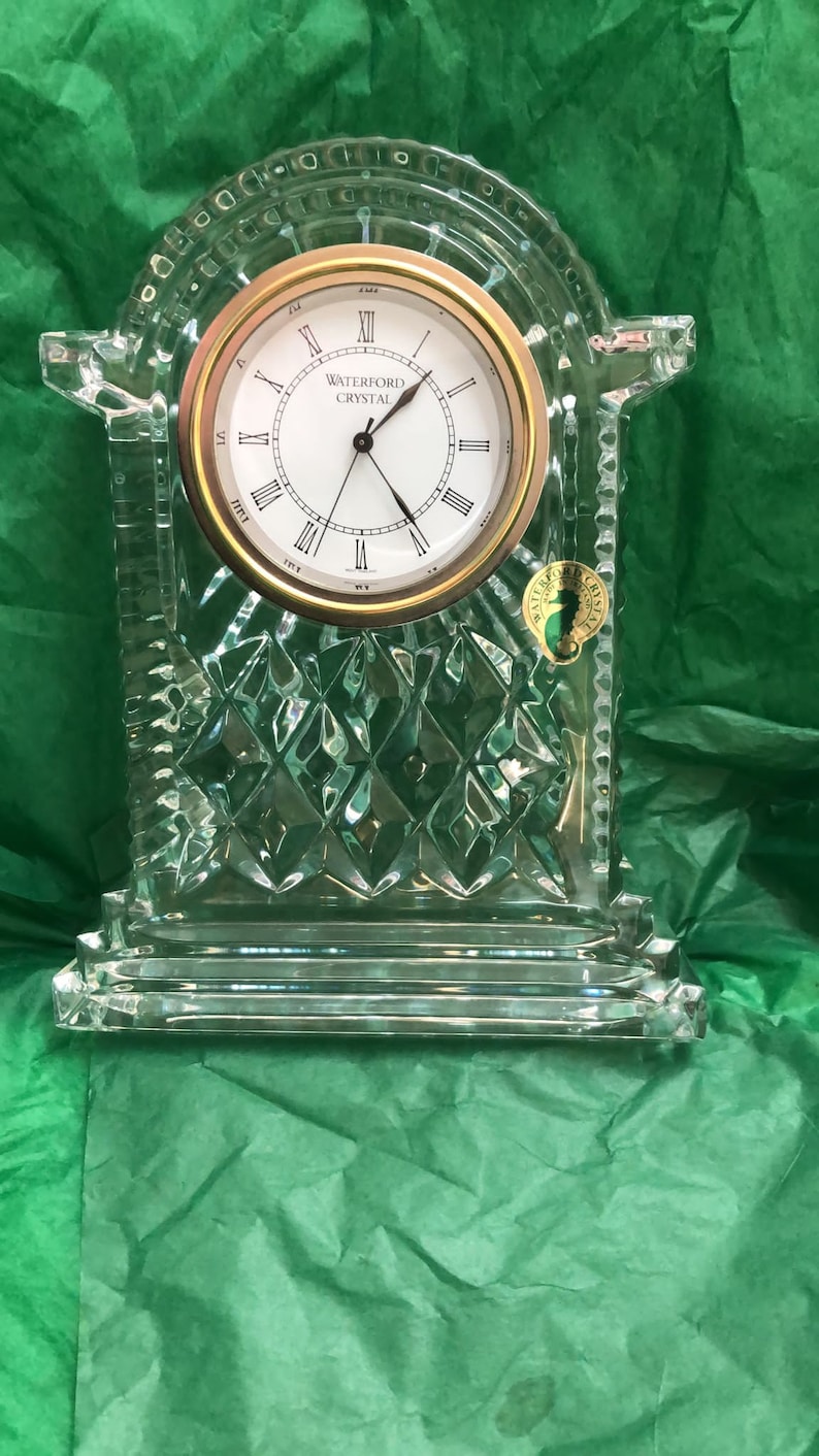 Large Vintage Waterford Crystal Mantle Clock Lismore Cut Etsy