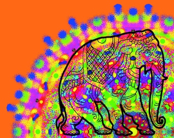 Mandala Elephant - screen printing template - 44 lpi grid - 25 cm x 20 cm - for download