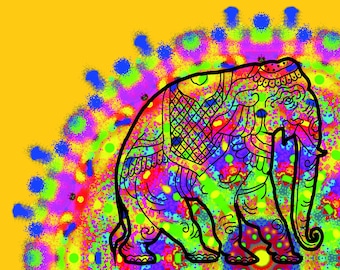 Mandala Elephant - screen printing template - 44 lpi grid - 25 cm x 20 cm - for download