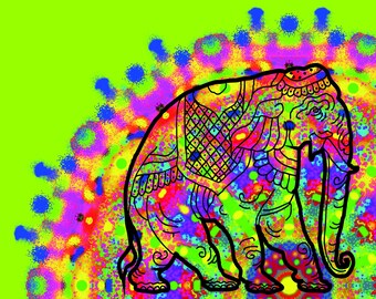 Mandala Elephant - screen printing template - 44 lpi grid - 25 cm x 20 cm - for download