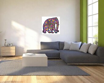 Elephant Outline Mandala as poster print - 50 x 50 cm - 250g/paper high paper quality