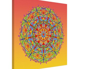 Sunset - Light Colors Mandala - Digitally Painted - Canvas Print - 50 cm x 50 cm - Let yourself be enchanted by the calming colors