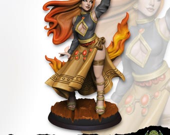 Ashara, la Llama Danzante - Genasi de Fuego Femenina / Miniatures of Madness