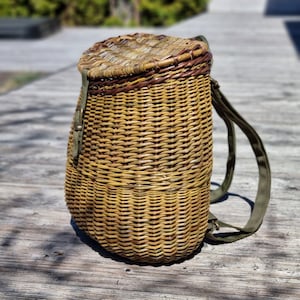 Farmer market Wicker backpack with durable canvas straps