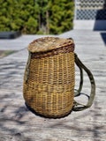 Farmer market Wicker backpack with durable canvas straps product logo