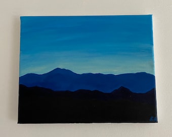 Blue Mountain Landscape Acrylic Painting