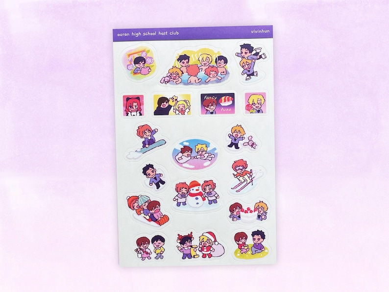 Ouran Highschool Host Club stickersheet - water resistant matte image 1