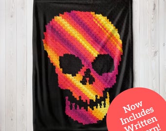 Skull Blanket C2C Crochet Pattern (Digital Download)