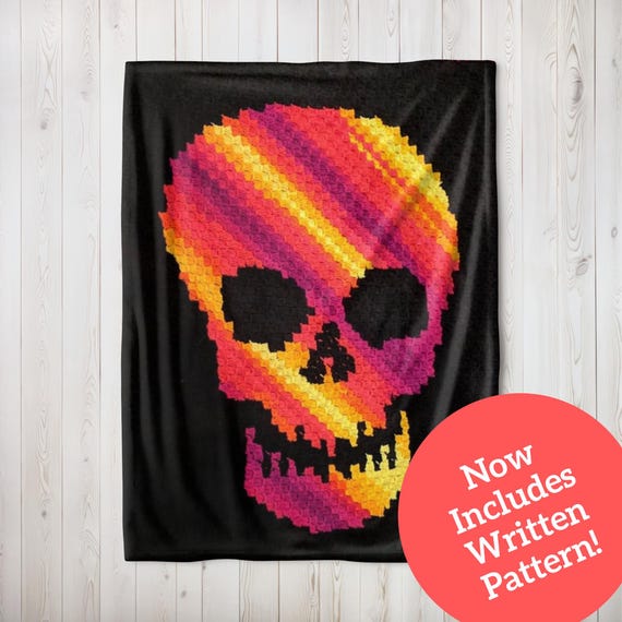Skull Blanket C2C Crochet Pattern (Digital Download)