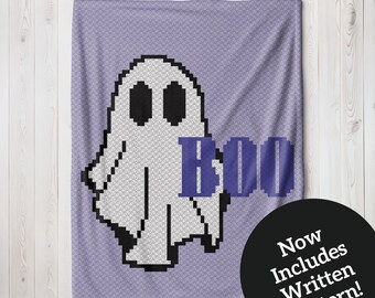 Wzór szydełkowy na kocyk C2C Ghost Blanket: BOO Graphgan (wzór PDF)